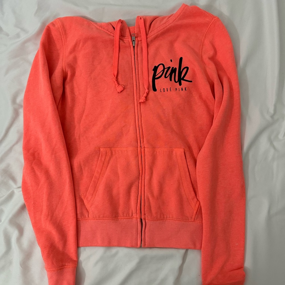 PINK Victoria's Secret Coral Zip-Up Hoodie